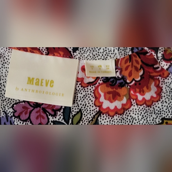 Anthropologie Maeve Janie Multicolored Flounced Floral Polka Dot Top Size 4 - Picture 9 of 10
